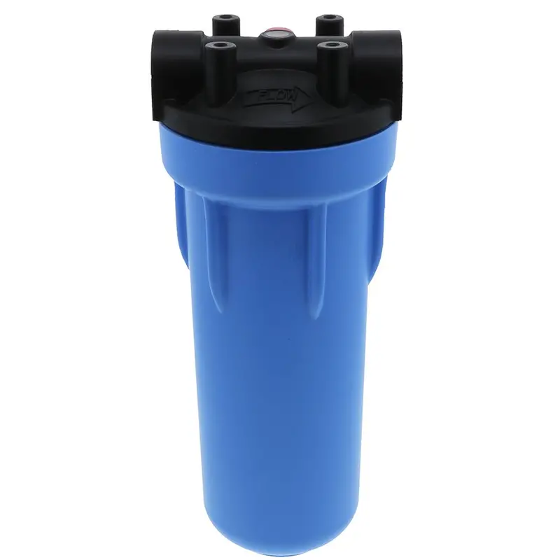 10-Inch Neo-Pure Slimline Ribbed Filter Housing – Nsf-Certified, Black Cap & Blue Sump, 3/4" Inlet, With Pressure Relief 1