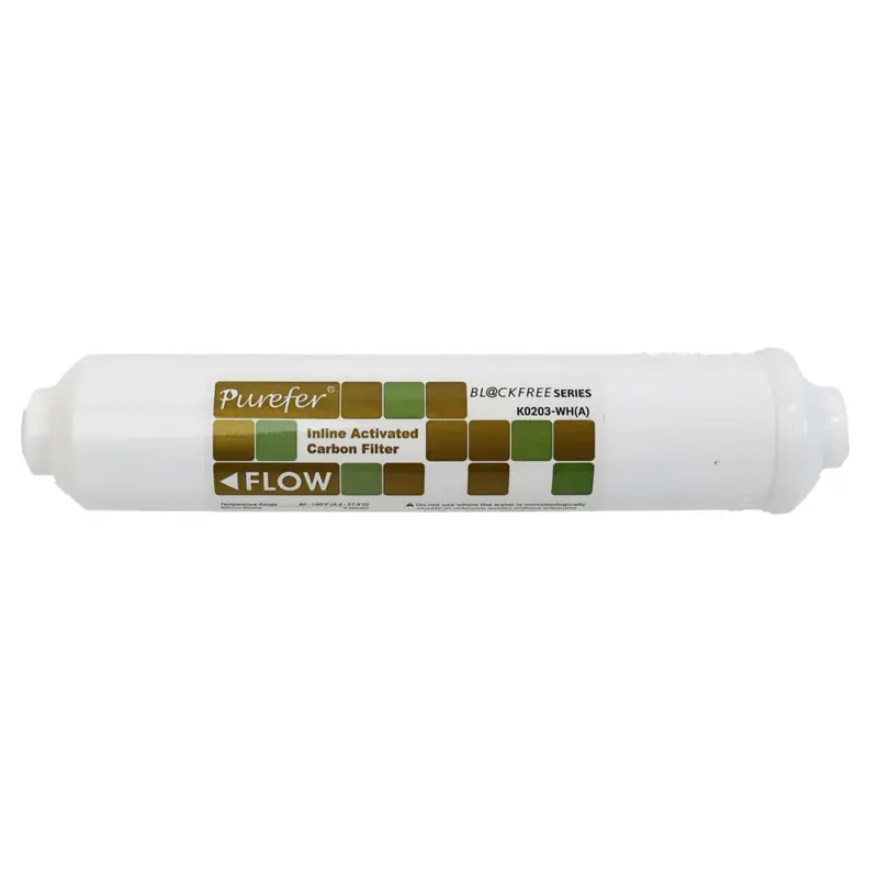 10-Inch T33 Acid-Washed Inline Carbon Block Filter – 2-In-1 Design, White, 1100 Iodine Number 1