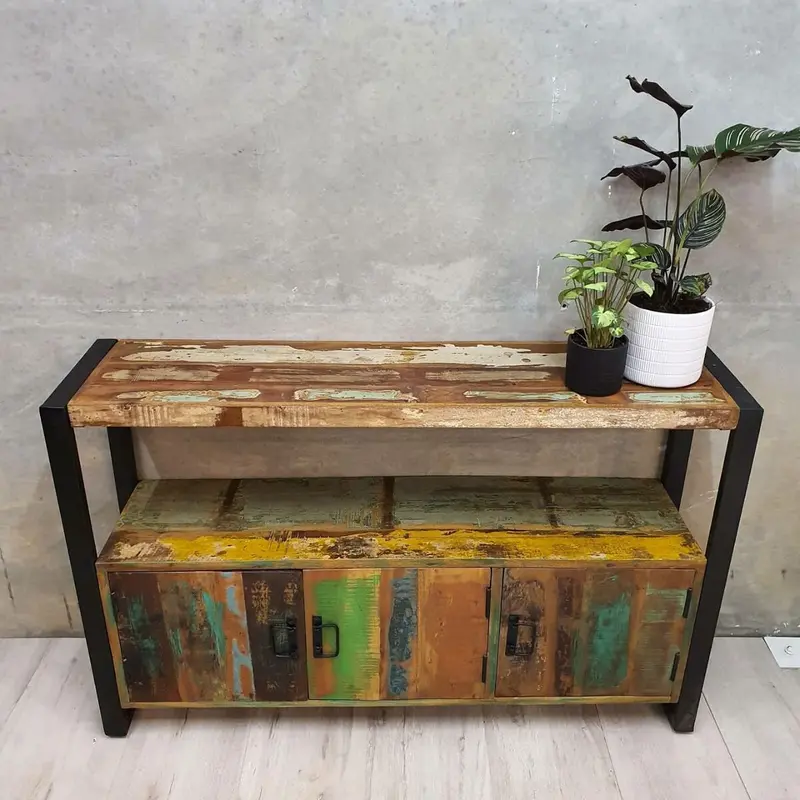 120Cm Reclaimed Wood Buffet Table For Dining Or Living Spaces 1