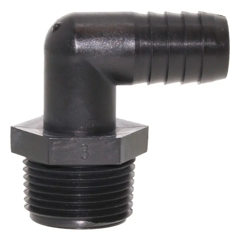 5/8" Barb × 1" Male Npt Polypropylene Elbow Fitting – Black 1
