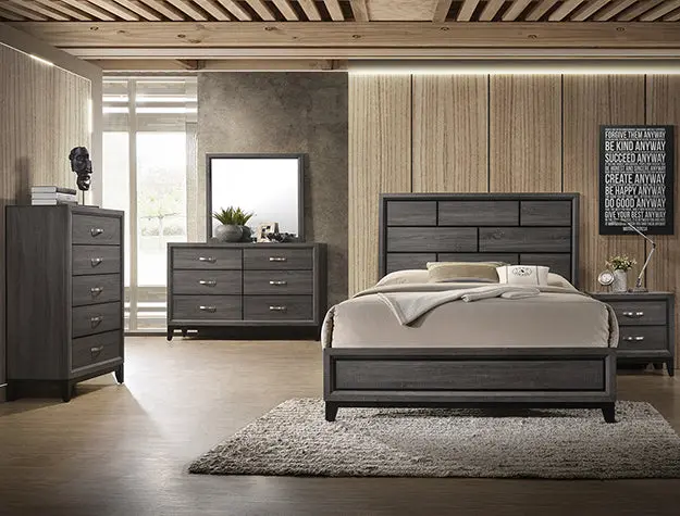 Akerson Grey Modern Bedroom Set 1