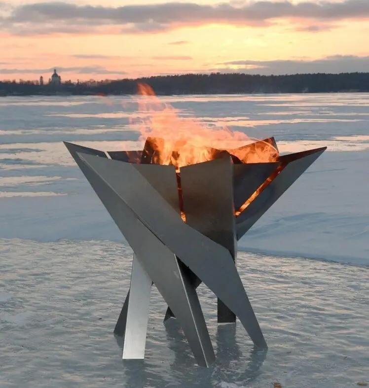 Alfred Riess Lotus Large Stainless Steel Brazier 1