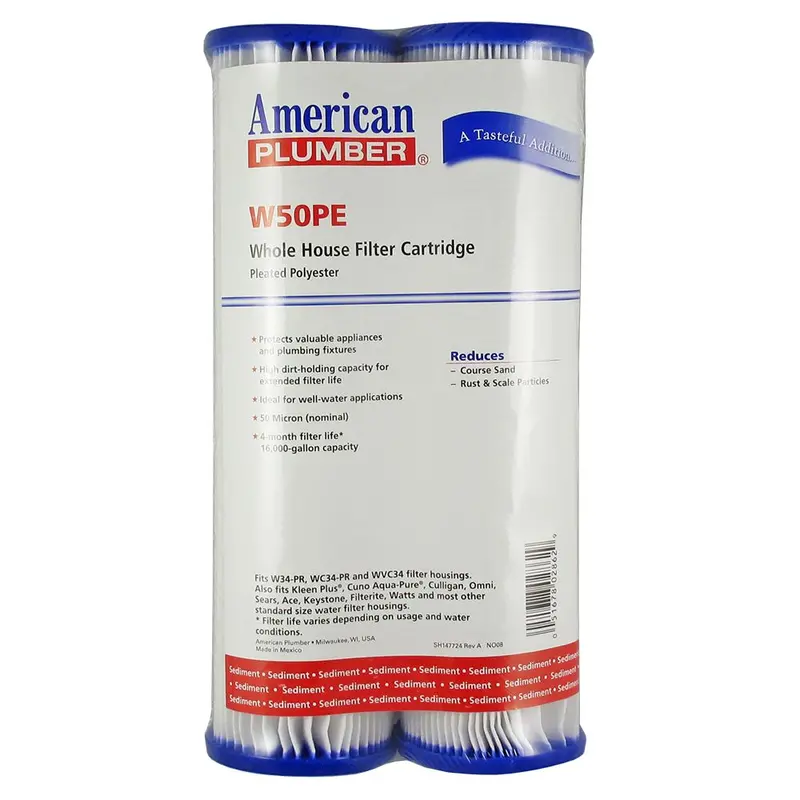 American Plumber W50Pe Whole-House Sediment Filter — 50 Micron, 2-Pack 1