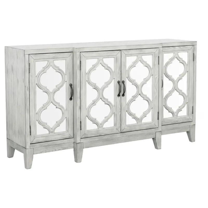 Antique White Four-Door Accent Cabinet With Shaker Detailing 1