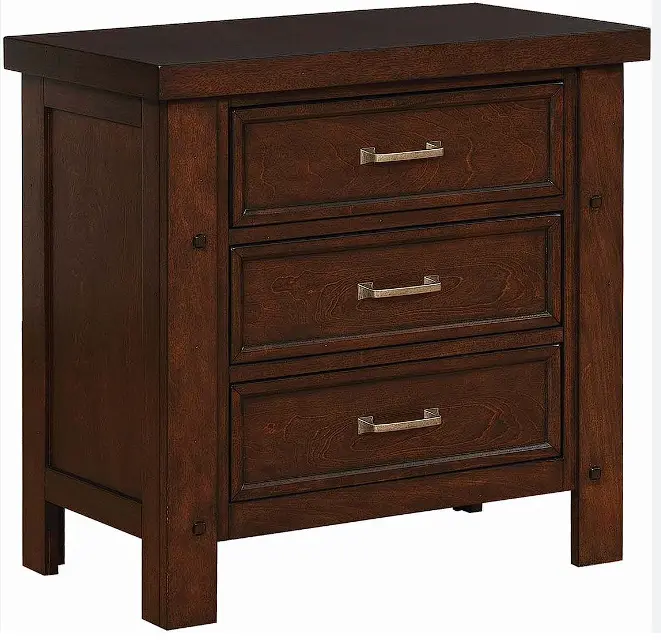 Barstow Pinot Noir 3-Drawer Nightstand With Usb Charging Ports 1