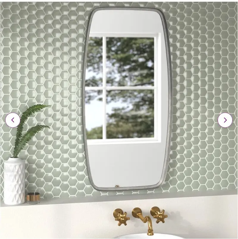 Belle Darrius Round Accent Mirror With Textured Metallic Frame 1