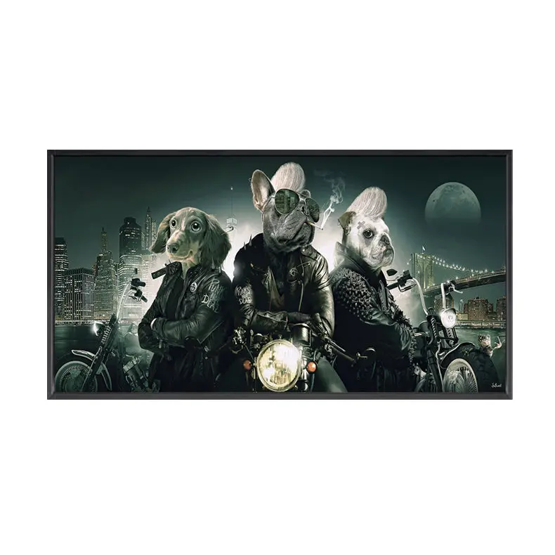 Biker Gang Motif Framed Canvas Print – 100 Cm × 50 Cm Bold Wall Decor 1