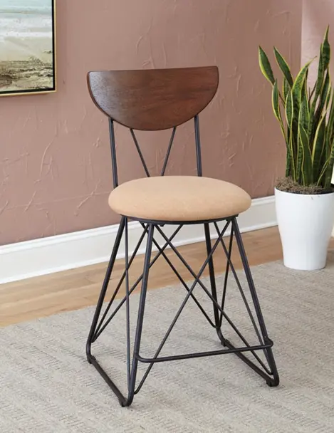 Black And Gold Semicircular-Back Counter Height Bar Stools 1
