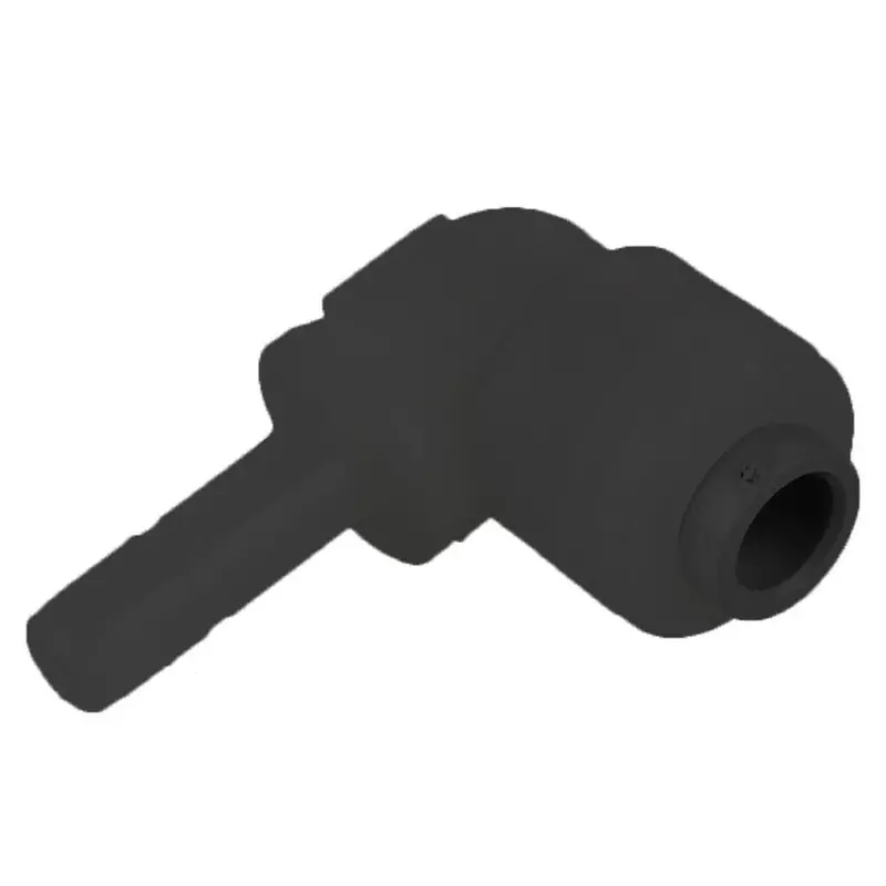 Black Kynar Pvdf Elbow Union Stem – 3/8" X 3/8" Nptf, Reusable High-Purity Joint 1