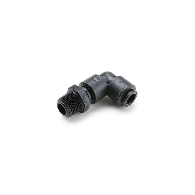 Black Kynar Pvdf Male Swivel Elbow – 3/8" X 3/8" Nptf, Vibration-Dampening Piping Joint 1