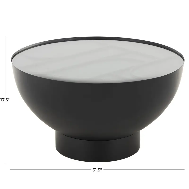 Black Metal Geometric Coffee Table And Matching Side Table Set 1