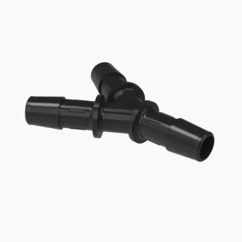 Black Nylon Y-Style Barb Fitting: Three 3/8 Inch Id Ports 1