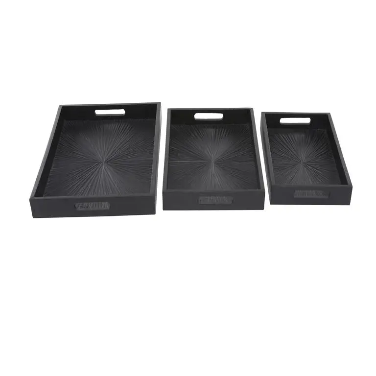 Black Solid Wood Serving Tray – Minimalist Design 1