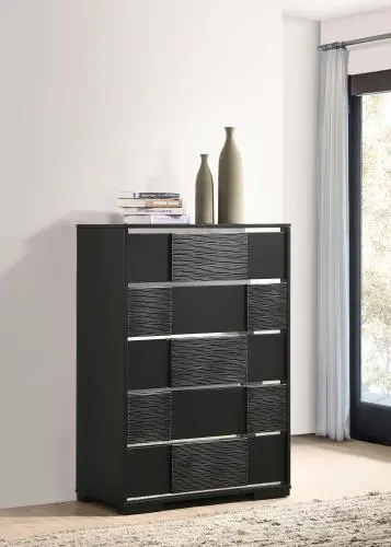 Blacktoft 5-Drawer Chest – Compact Storage Solution With Matte Black Finish 1