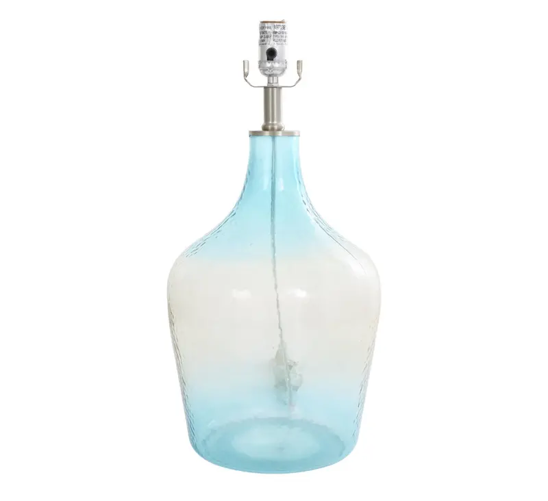 Blue Glass Ombre Gradient Accent Lamp With Gold Accents (15" X 15" X 28") 1