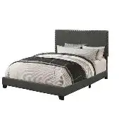 Boyd Nailhead-Trimmed Gray Wood Full Panel Bed 1