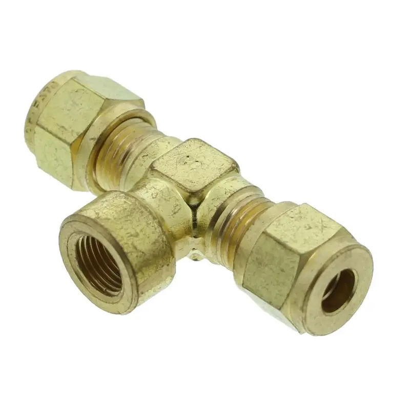 Brass Compression Female Branch Tee — 1/4" Comp × 1/4" Comp × 1/8" Female Pipe Thread 1