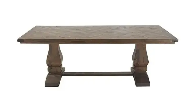 Brown Mango Wood Dining Set Featuring Parquet Inlay Detailing 2