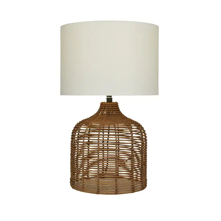 Brown Rattan Coastal Accent Table 1