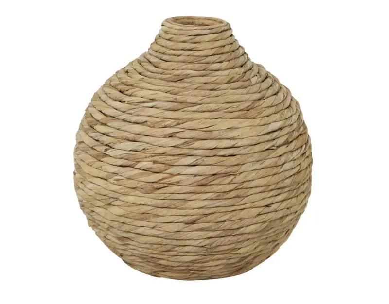 Brown Seagrass Handcrafted Cylindrical Vase – Organic Textured Finish (14" H) 1