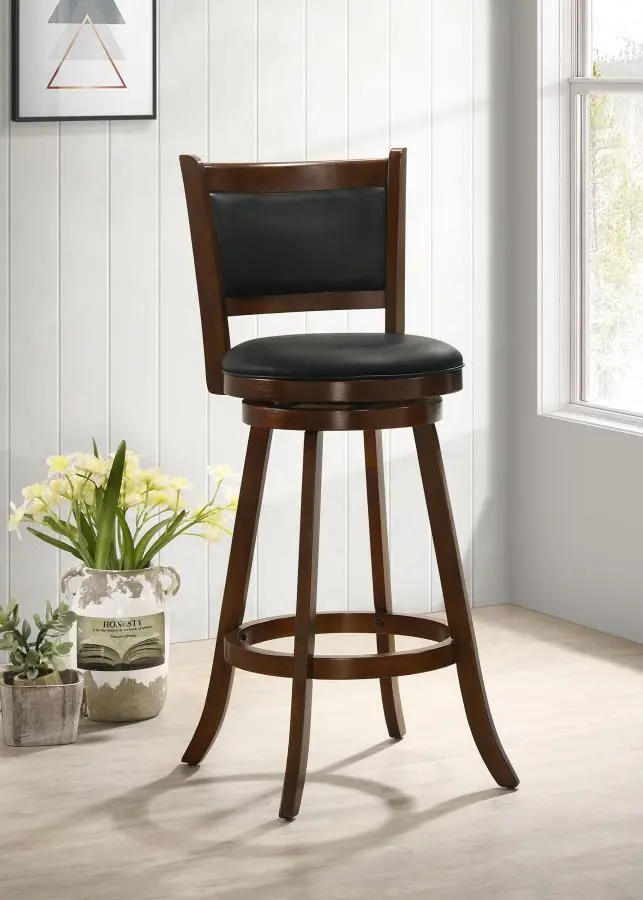Broxton Swivel Bar Stools – Chestnut Upholstery With Black Metal Base 1