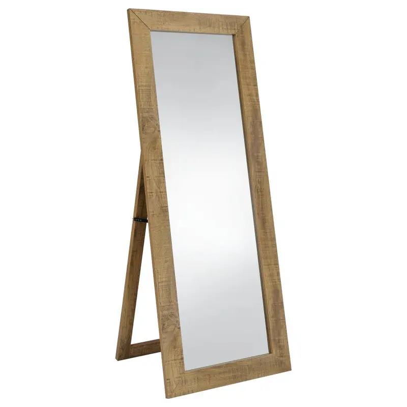 Cadence Mango Wood-Finished Standing Mirror | Tempered Glass Full-Length Floor Mirror On Wooden Tripod Stand 1