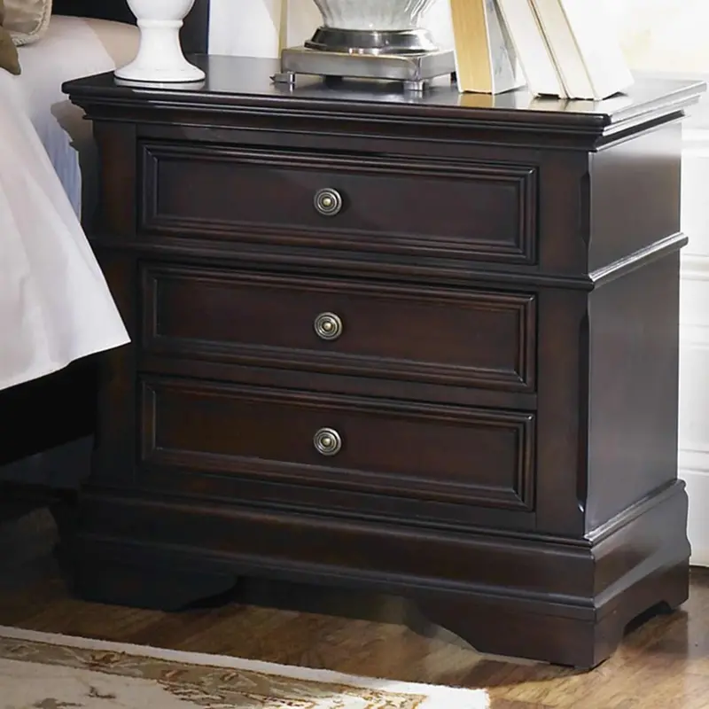 Cambridge Cappuccino 3-Drawer Nightstand – Compact Rectangular Bedroom Storage 1
