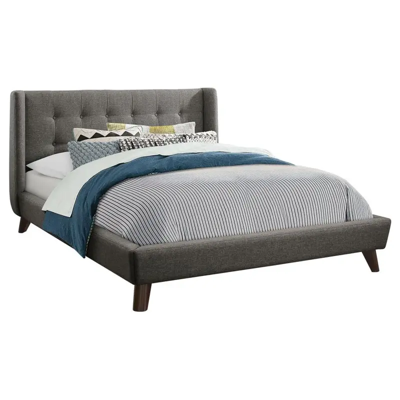 Carrington Grey Button-Tufted Upholstered Bed Frame 1