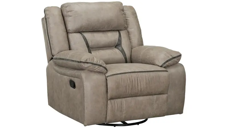Casual Swivel Gliding Recliner With Pillow Arms 1