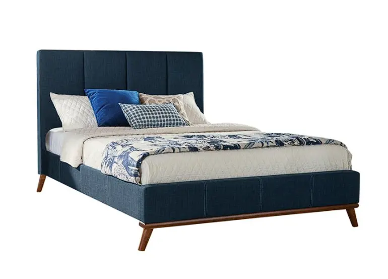 Charity Blue Upholstered Platform Bed With Clean Lines And Button-Tufted Detailing 1