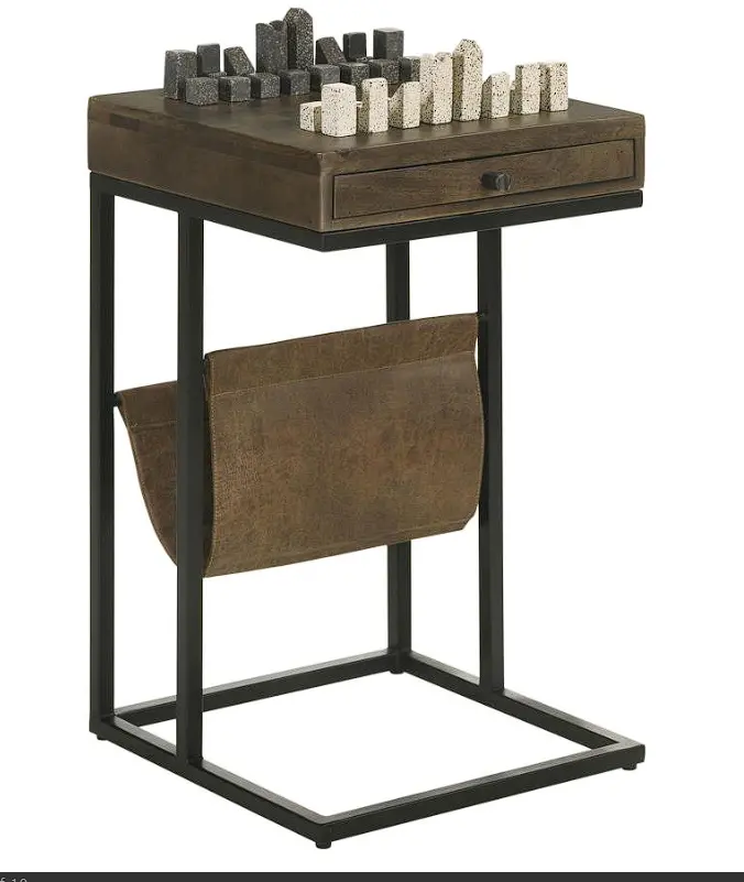 Chessie Tobacco Leatherette & Black 1-Drawer Square Side Table 1