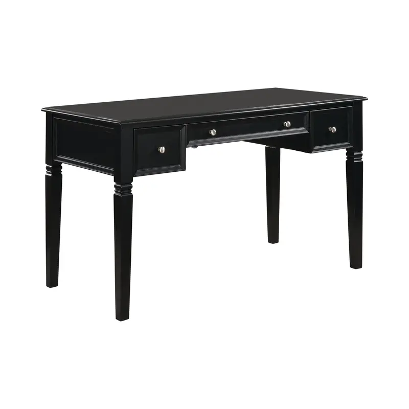 Constance Black Writing Desk Featuring Integrated Power Outlets And Cable Management 1