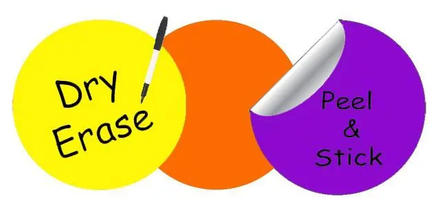Contrast-Friendly Dry-Erase Dot Wall Decals In Yellow, Orange, And Purple 1