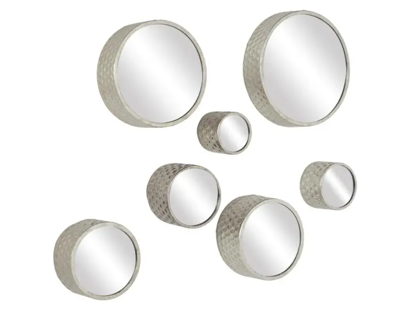 Cosmoliving By Cosmopolitan Silver Metal Wall Mirror Collection – Set Of 7 (12", 10", 8", 7", 6" Diameters) 1