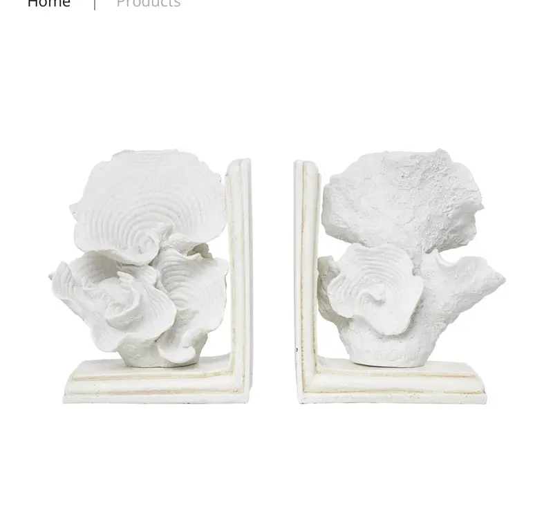 Cream Textured Polystone Coral Bookends – Pair 1