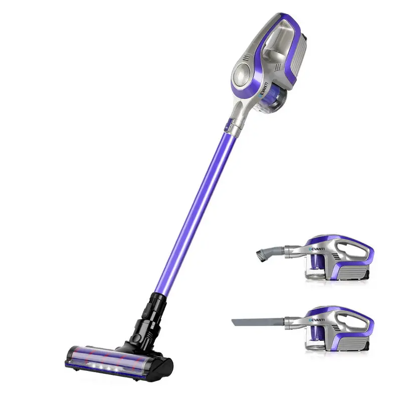 Devanti Purple And Grey Cordless Handstick Vacuum – 150W, Portable 2-Speed Design 1