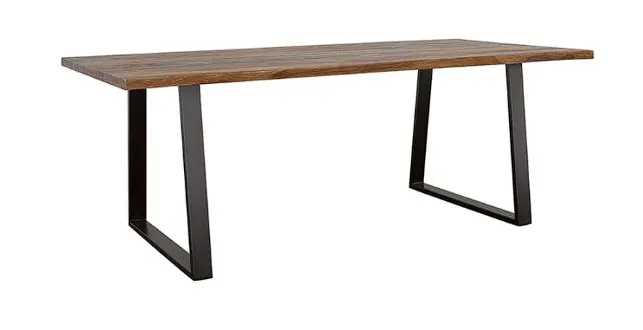Ditman Live-Edge Dining Table – Grey Sheesham Wood With Black Base 1