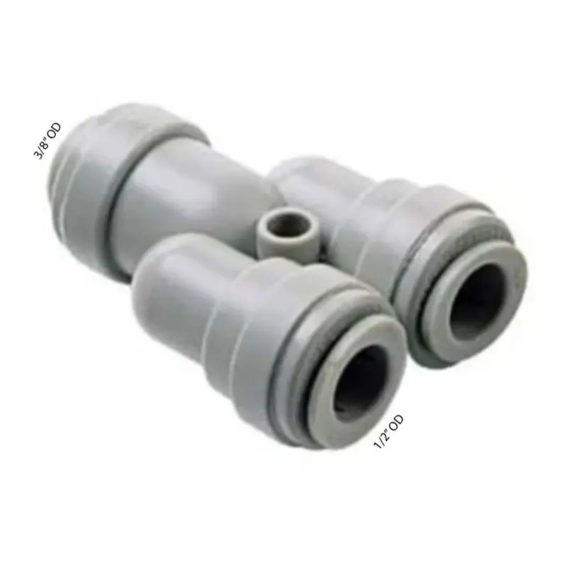 Dmfit Dual-Flow Divider Fitting – 3/8" Push-In Inlet × 1/2" Push-In Outlet 1