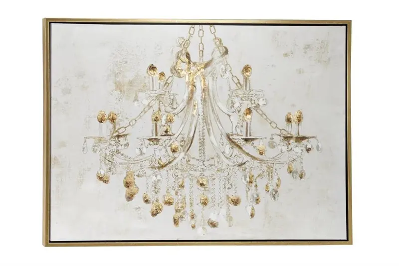 Eclectic Gold-Toned Canvas Wall Art Piece 1