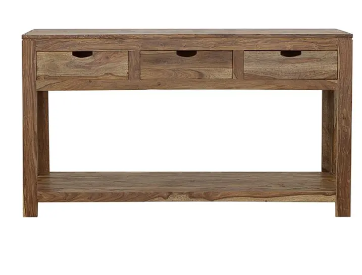 Esther Natural Sheesham 3-Drawer Storage Console Table 1