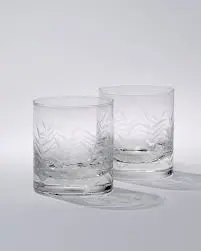 Etched Palm Motif Double Old-Fashioned Glass 1