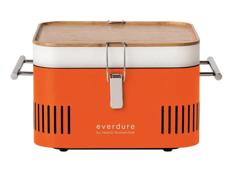 Everdure Cube Compact Charcoal Bbq — Vibrant Orange Portable Grill 1