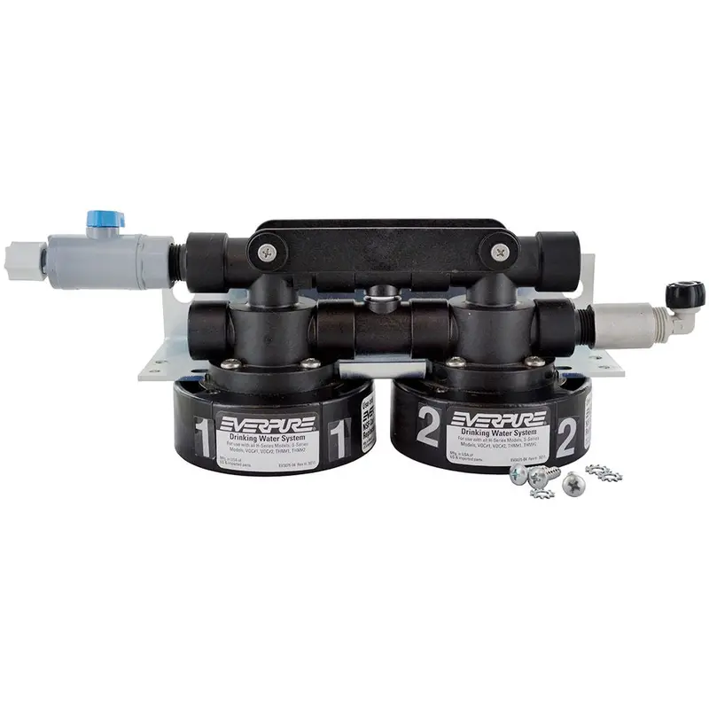 Everpure Twin Series Filter Head Assembly With 0.5 Gpm Flow Control And Fittings 1