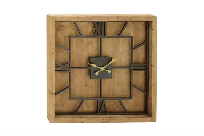 Farmhouse-Style Light Brown Wooden Wall Clock 1