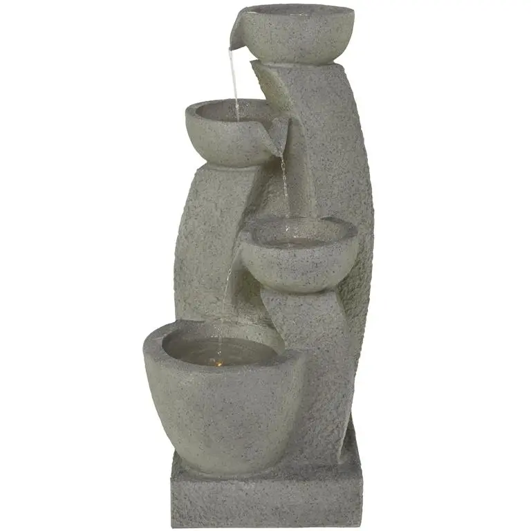 Fiberclay Outdoor Water Fountain With Led Lighting 1
