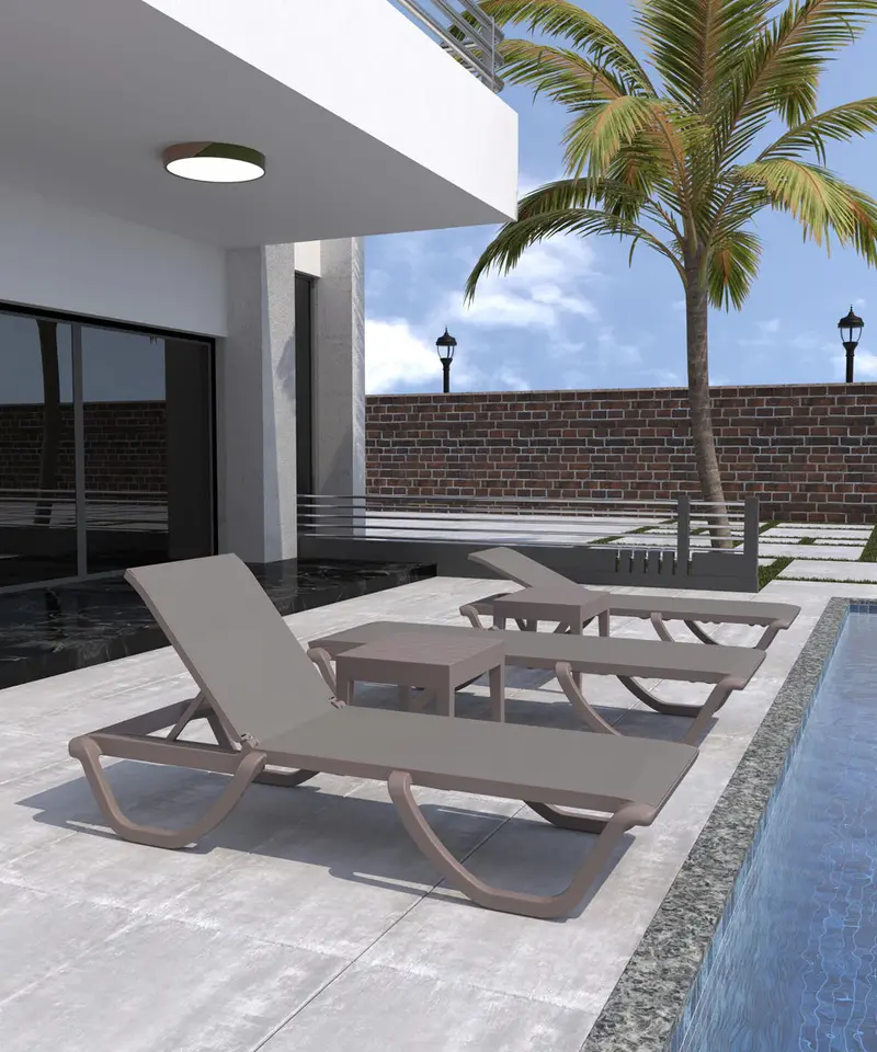 Florence Cappuccino Sling Chaise Lounger 1