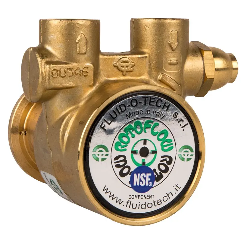 Fluid-O-Tech Brass Rotary Vane Pump – 320 Gph, 1/2" Npt Inlet/Outlet, Bypass Design 1