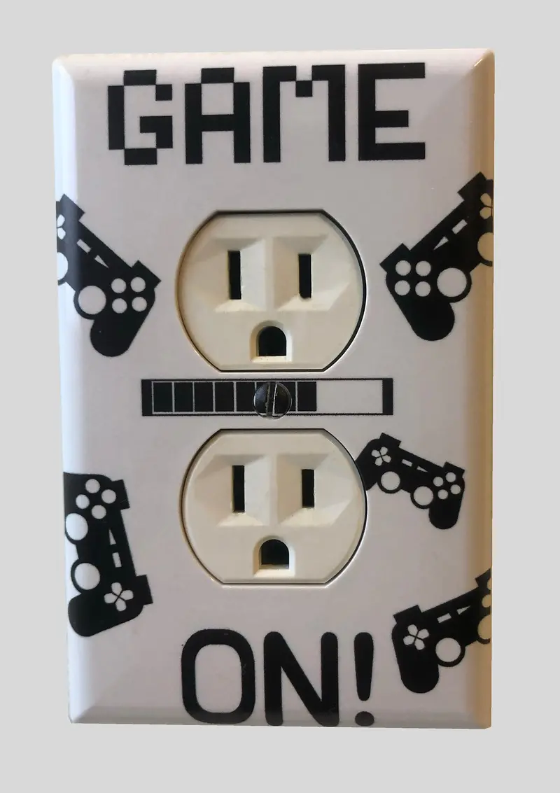 'Game On!' Kids’ Duplex Outlet Cover With Gaming Motif 1