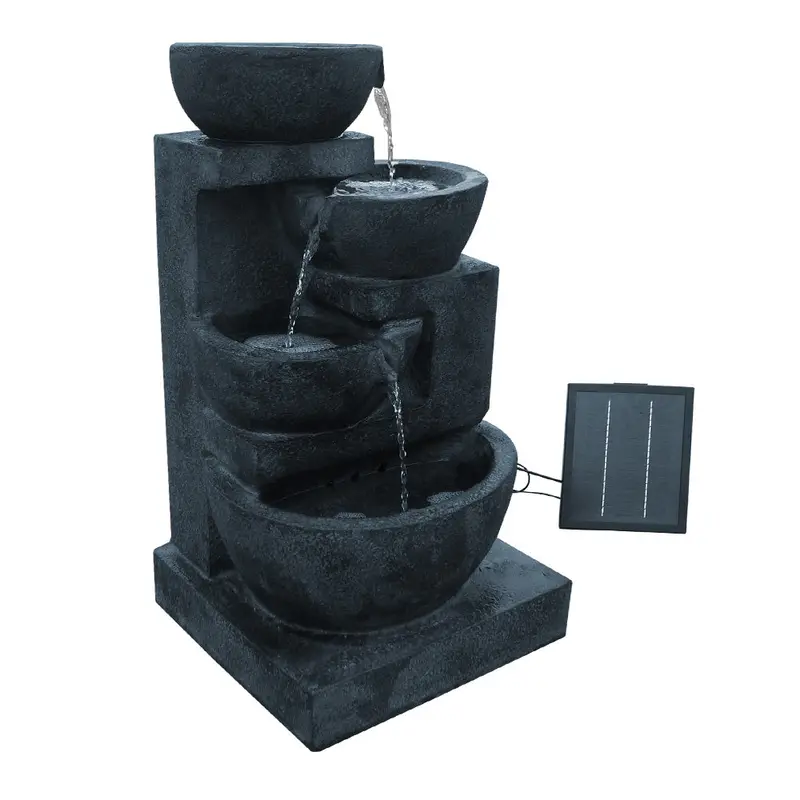 Gardeon Solar-Powered 4-Tier Water Fountain With Led Lights – Navy Blue Finish 1