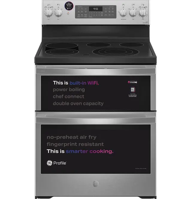 Ge Profile 30-Inch Smart Electric Double Oven Range With Air Fry & No-Preheat Convection 1